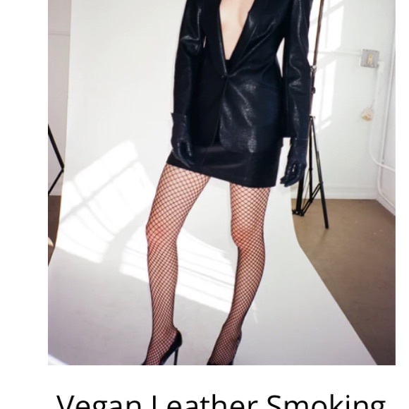 L’ ecole Des Femme Vegan Leather Smoking Jacket - Picture 4 of 14